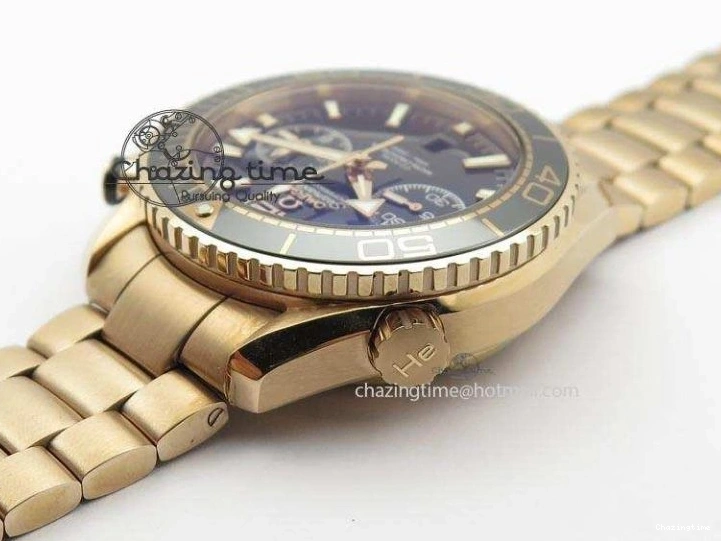 0601 Premium Seamaster Professional Chrono RG Black Ceramic Black Dial On RG Bracelet A 8212
